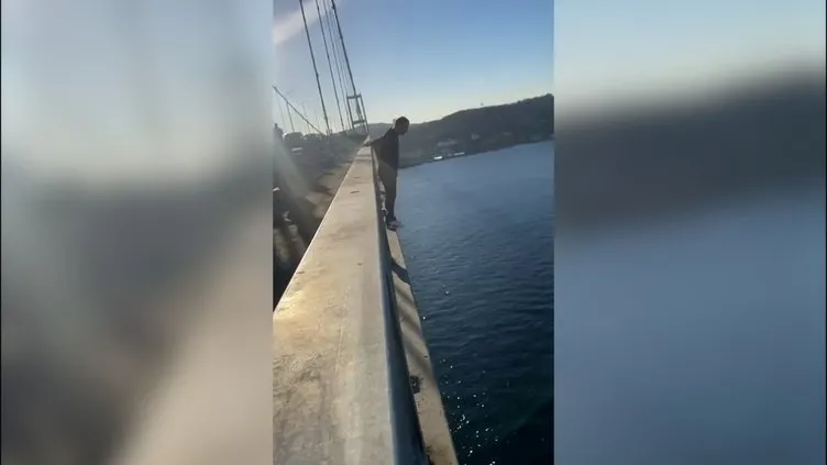 Şehitler köprüsünde sirenler çalarken bir kişi intihar etti! O anlar bir vatandaşın telefon kamerasına yansıdı