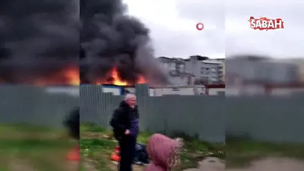İşçilerin kaldığı konteyner alev alev yandı | Video