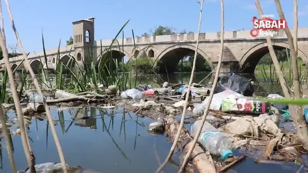 Tunca Nehri'nin debisi düştü, çöpler ortaya çıktı | Video