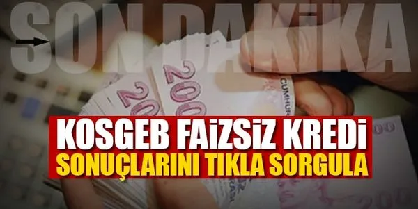 KOSGEB faizsiz kredi sonuçları 2017! - KOSGEB 50 bin TL sıfır faizli kredi sonuçları tıkla öğren