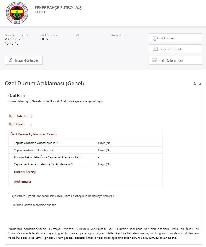 fenerbahce emre belozoglu nun yeni gorevini kap a bildirdi son dakika spor haberleri