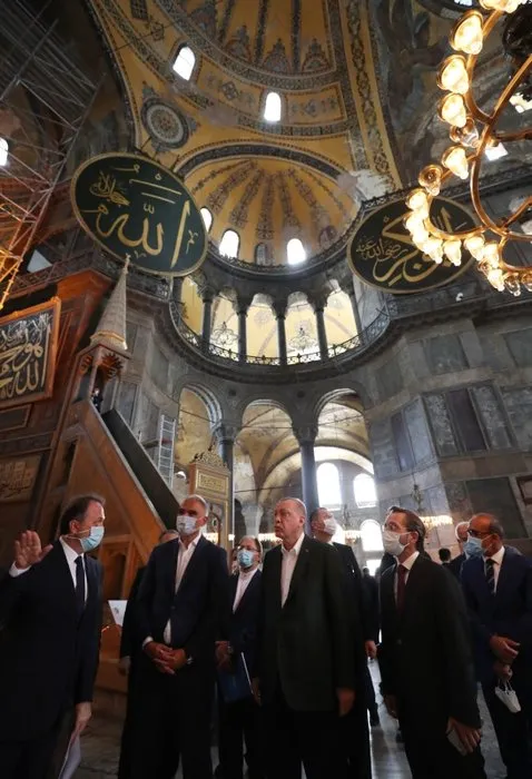 Son dakika: Başkan Erdoğan Ayasofya'da incelemelerde bulundu