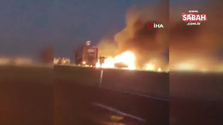Seyir halinde bulunan LPG’li araç alev topuna döndü | Video