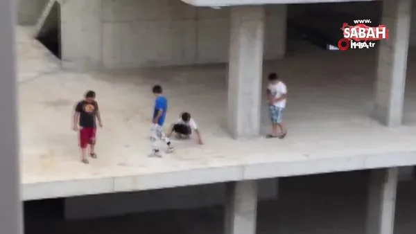 İstanbul'da inşaatta çocukların korkutan ölümcül oyunu kamerada | Video