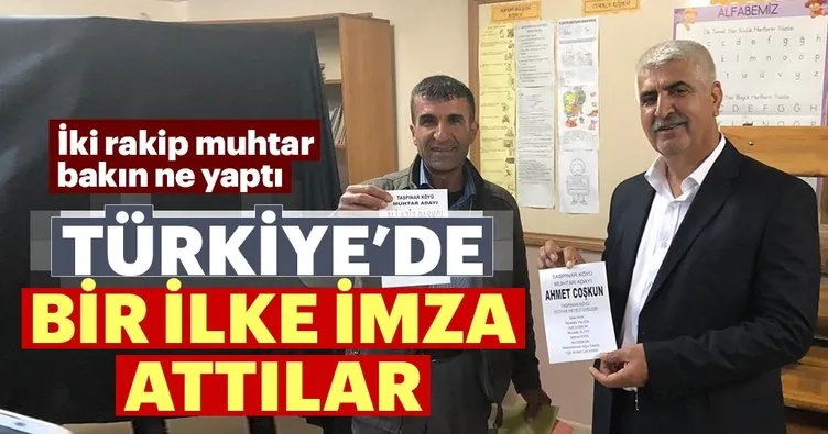Türkiye’de bir ilk: İki rakip muhtar birbirine oy verip, başarılar diledi