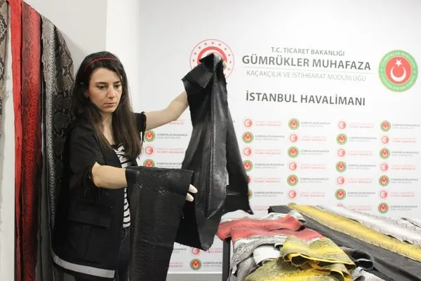 İstanbul Havalimanı'nda ele geçirilen yılan derilerinin değeri 320 bin TL