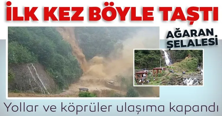 Rize'de Ağaran Şelalesi, aşırı yağışla taştı