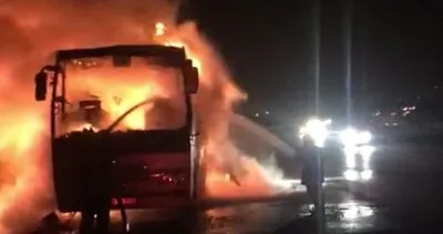 Tarsus’ta otoyolda yaşanan otobüs yangını korku dolu anlar yaşattı