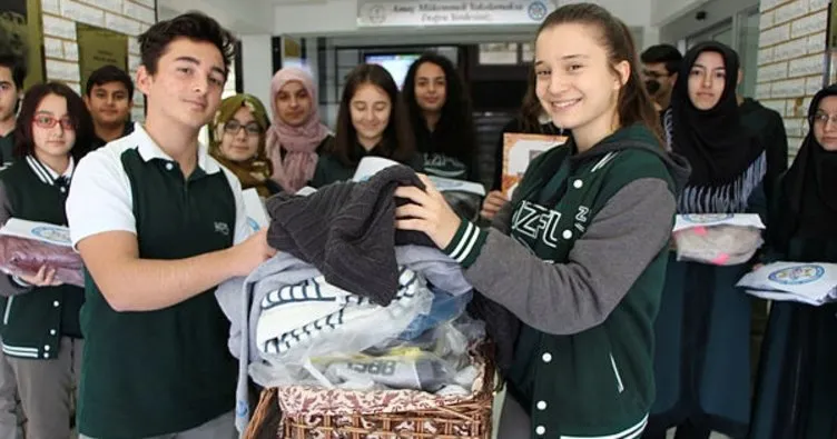 Liseliler ihtiyaç sahipleri için kışlık kıyafet topladı