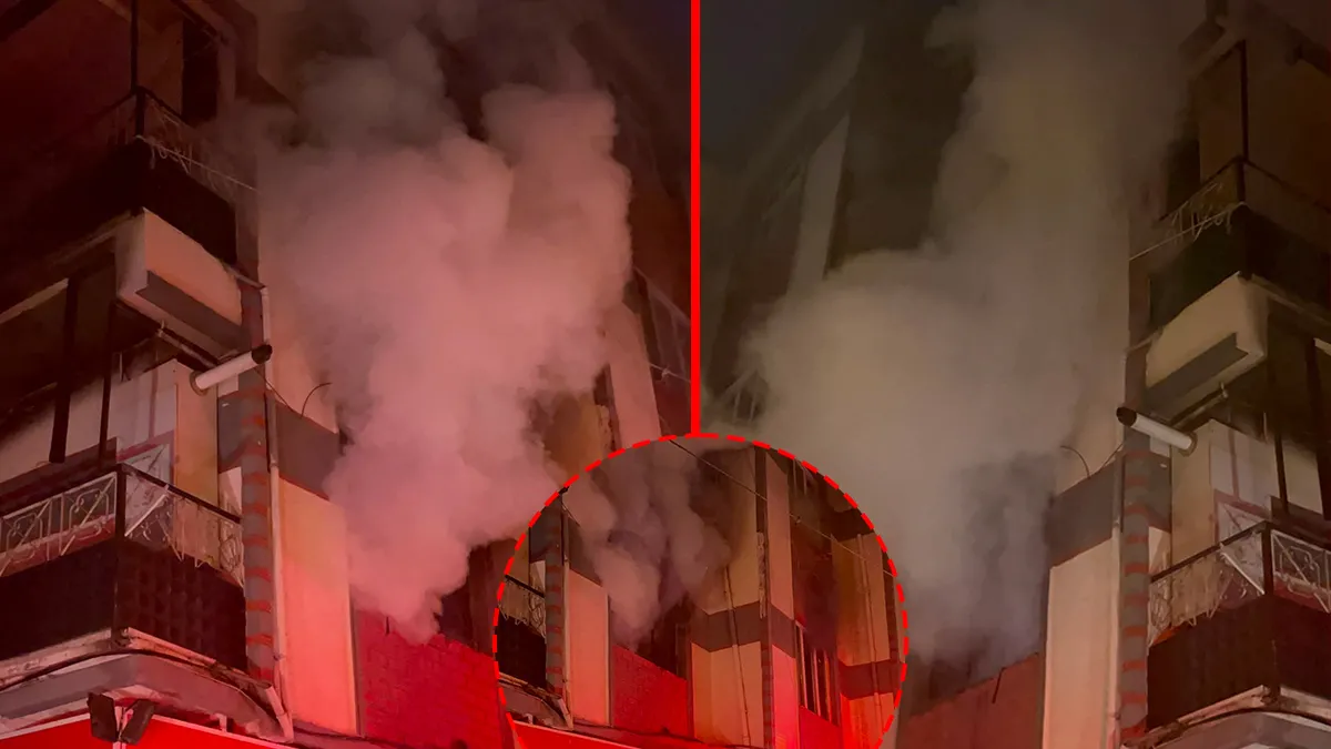 Bursa'da apartman dairesinde çıkan yangın sonucu itfaiye ekiplerinin müdahalesi.