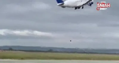 Kargo uçağının kalkış sırasında iniş takımı koptu | Video