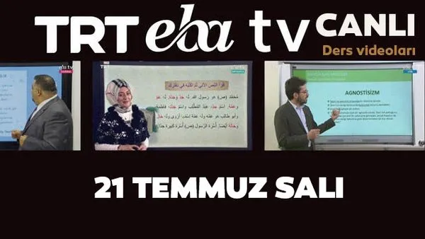 TRT EBA TV izle! (21 Temmuz Salı) Ortaokul, İlkokul, Lise dersleri 'Uzaktan Eğitim' canlı yayın | Video