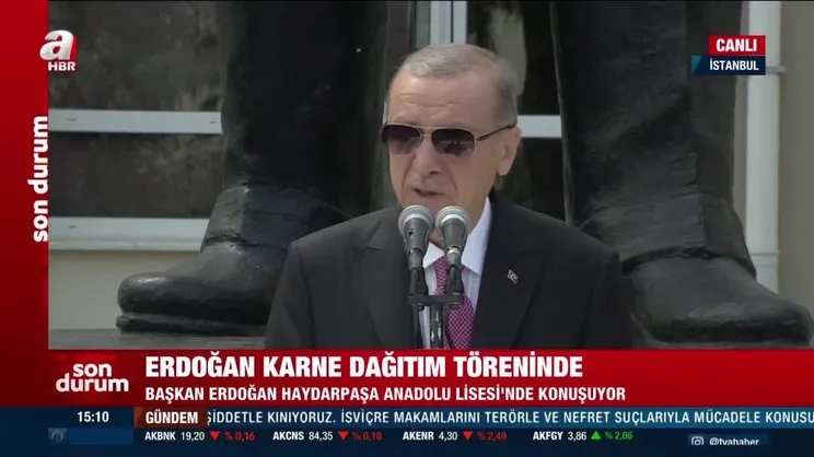 Başkan Erdoğan Haydarpaşa Anadolu Lisesi'nde karne dağıtım töreninde konuştu | Video