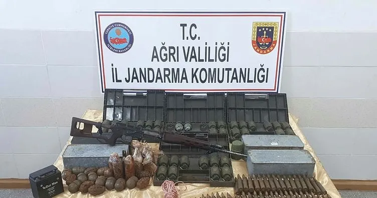 Ağrı Dağı’nda PKK sığınağında 61 el bombası ele geçirildi