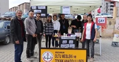 Öğrenciler, Malatya için pazarda çay sattı
