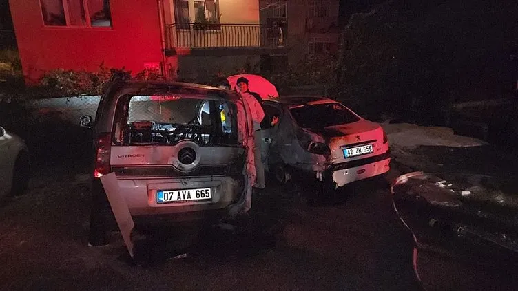 Yer Konya: Polis memurunun aracını kundakladılar!