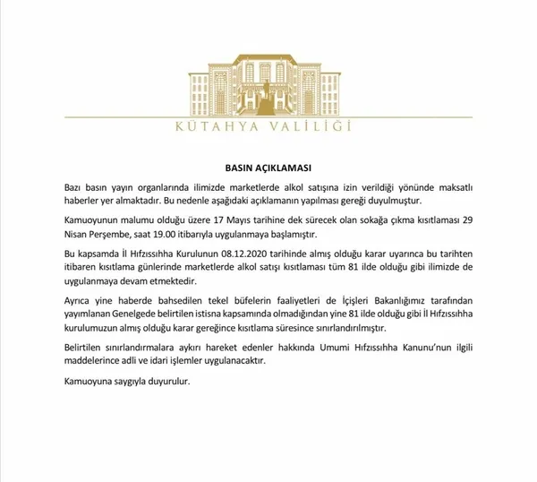 Son dakika: Alkol yasağı kalktı mı? Kütahya Valiliği'nden önemli açıklama