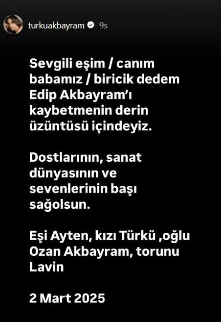 75 yaşında vefat eden usta isim Edip Akbayram’ın kızından duygusal paylaşım! Canım babamız...