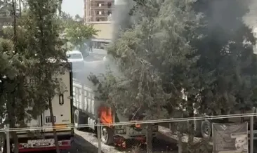 Mardin nusaybin'de park halindeki kamyon alev aldı! Alevler diğer araçlara sıçramadan söndürüldü #mardin