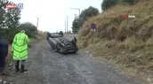 Freni tutmayan otomobil takla attı