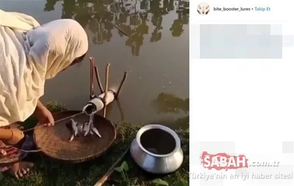 Öyle bir tuzak kurdu ki... İlginç balık avlama yöntemi!