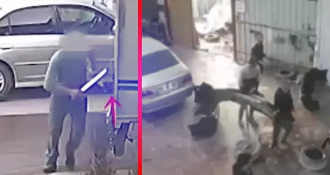 İzmir’de dehşet anları: İş yeri sahibini dövdüler yetmedi kompresör makinesi aldılar! İşte o anlar