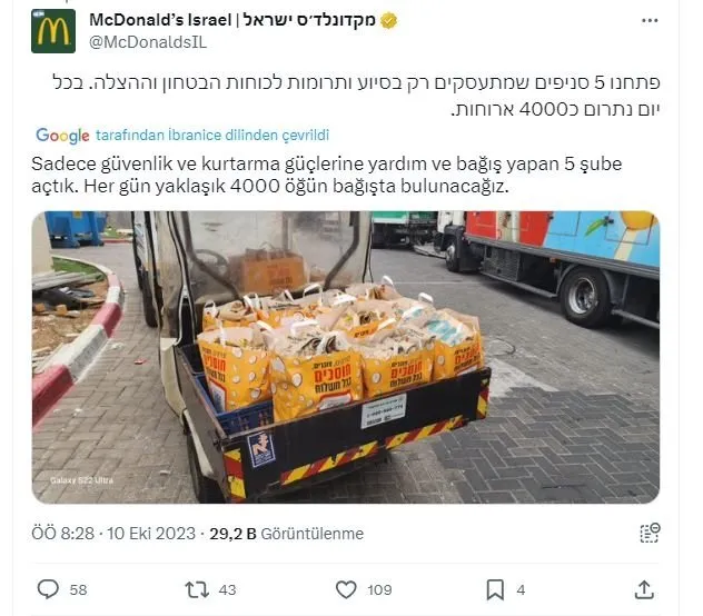 McDonald’s’tan İsrail askerlerine ücretsiz yemek desteği! Sosyal medyadan 'boykot' çağrısı