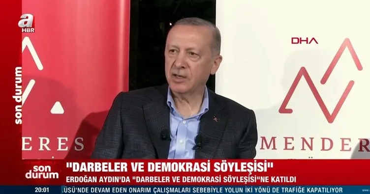 Son dakika: Başkan Erdoğan, Aydın’da Darbeler ve Demokrasi Söyleşisi’ne katıldı: Alçak oyunları bozacak güçteyiz