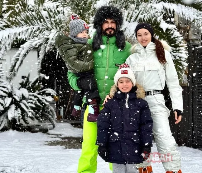 Kerem’in doğum günü pastasıyla gündemdelerdi! Fahriye Evcen ve Burak Özçivit’ten oğulları Kerem ve Karan’la kar pozu!