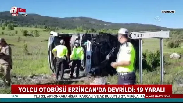 Erzincan'da yolcu otobüsü devrildi, 19 kişi yaralandı! | Video