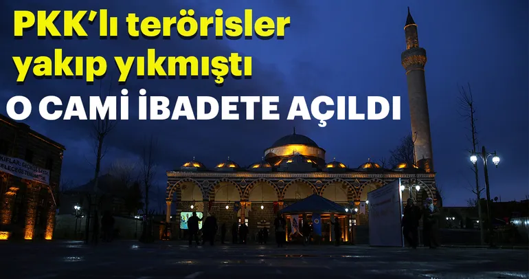 Teröristlerin yakıp yıktığı Kurşunlu Cami ibadete açıldı