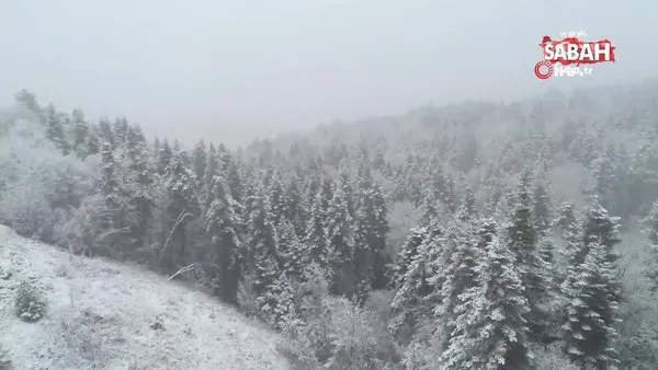 Karabük'teki kartpostallık kar manzarası böyle görüntülendi