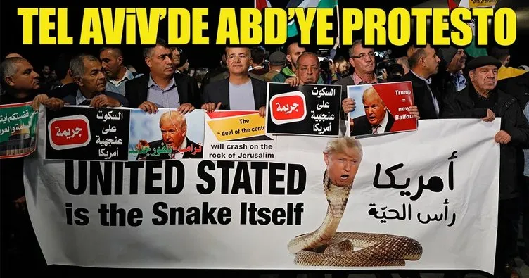Tel Aviv’de ABD’yi protesto