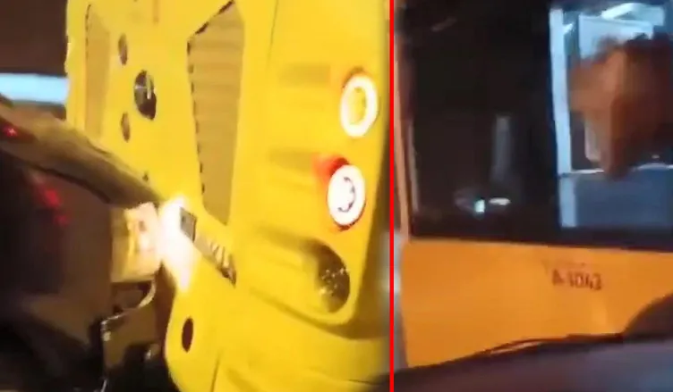 İETT şoförü bir araca çarparak kaçtı: Otomobil sürücüsü kaçan şoförü yakalamak isterken ölümden döndü!