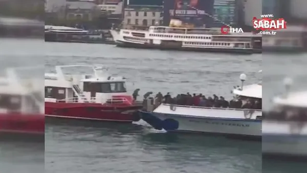 İstanbul Karaköy’de denize düşen bir şahısın kurtarılma anları kamerada!