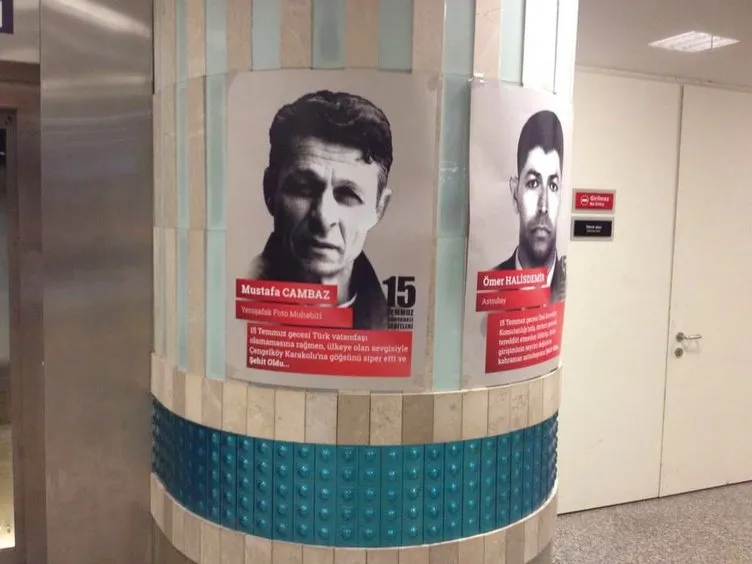 Metro istasyonları şehitlerin fotoğrafıyla donatıldı