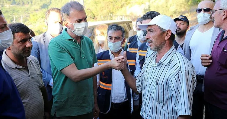 AK Parti’li Ömer Çelik, Mersin’deki orman yangınında zarar gören alanları inceledi