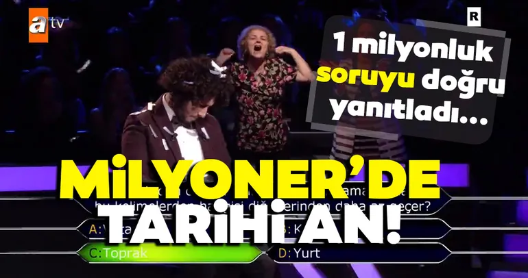 Kim Milyoner Olmak İster'de tarihi anlar! Arda Ayten 1 milyonluk soruyu doğru bildi! İşte milyonluk soru ve cevabı...