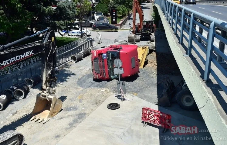 Bakırköy’de hafriyat kamyonu böyle devrildi