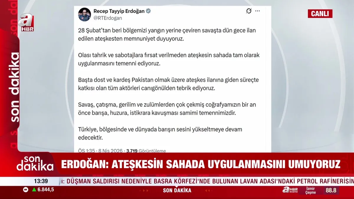 Başkan Erdoğan’dan ateşkes açıklaması: “Memnuniyet duyuyoruz” | Video videosunu izle Başkan Erdoğan’dan ateşkes açıklaması: “Memnuniyet duyuyoruz” | Video videosunu izle