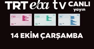 TRT EBA TV izle! 14 Ekim Çarşamba Ortaokul, İlkokul, Lise dersleri ’Uzaktan Eğitim’ canlı yayın: EBA TV ders programı | Video