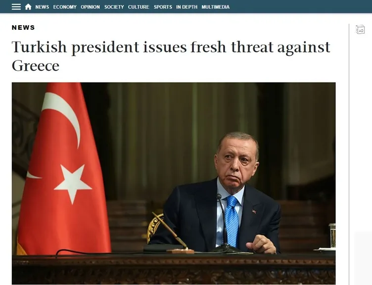 Başkan Erdoğan’dan Yunanistan’a rest: ’Bir gece ansızın gidebiliriz!’ sözleri Yunan basınında yankılandı