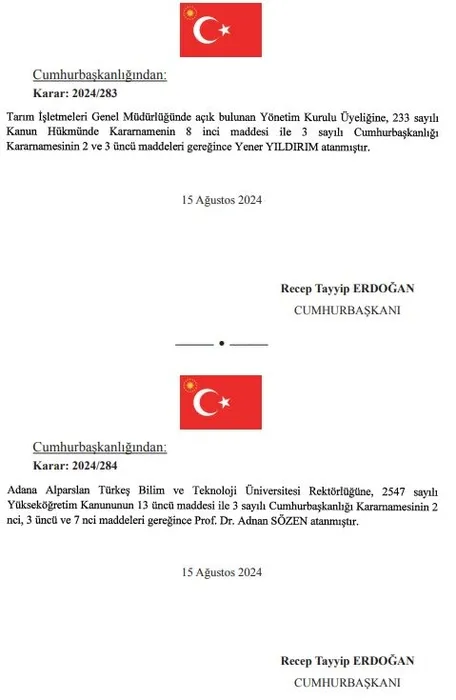 SON DAKİKA: Resmi Gazete’de yayımlandı! 13 üniversiteye rektör ataması