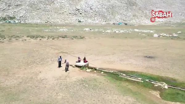 2 bin 500 rakımlı yaylada görüntülendiğini fark eden çoban sopa ile drone kovaladı | Video