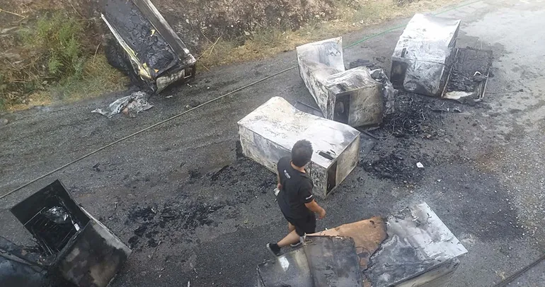 Aydın’da buzdolabı yüklü kamyonet yandı