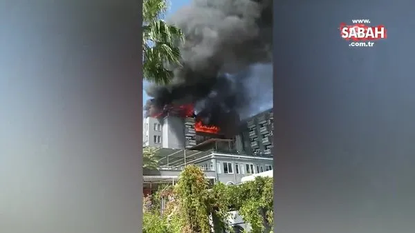 Alanya'da çatıda çıkan otel yangını söndürüldü | Video