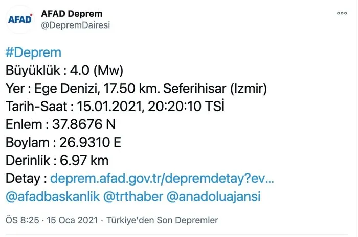Son Dakika Izmir De Korkutan Deprem Izmir Seferihisar Da 4 0 Siddetinde Deprem Oldu Son Dakika Haberler