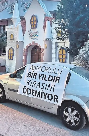 Anaokulunda kiracıya pankartlı protesto