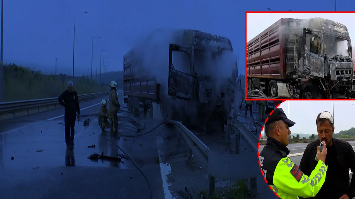 Çekmeköy'de korkutan yangın! Bariyerlere çarpan TIR alev alev yandı: Sürücü son anda kurtuldu! Çekmeköy'de korkutan yangın! Bariyerlere çarpan TIR alev alev yandı: Sürücü son anda kurtuldu!