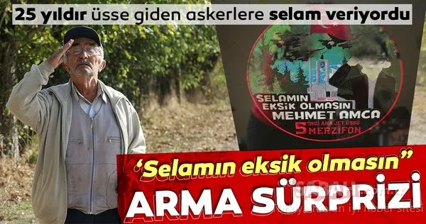 Merzifon'da 25 yıldır Mehmetçiği selamlayan Mehmet amcayı gururlandıran arma
